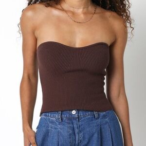 Black Strapless Ribbed Top / NWT